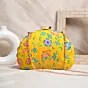 Woman Yellow Floral Moon Shape Clutch