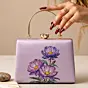 Women Lavender Floral Embroidered Clutch Bag