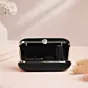 Woman Black Based Bird And Flowers Printed Clutch