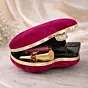 Woman Pink Heart-Shaped Velvet Name Customized Clutch