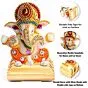 White Stone (Resin) God Ganesha with Rosewooden Base Car Dashboard Decor Statue | Hindu Idol God Ganesh Ganpati Decor Sculpture
