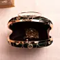 Woman Olive Green Sequins Pattern Embroidery Clutch