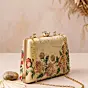 Women Gold Floral Embellished Luxury Clutch Bag