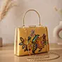 Woman Yellow Multicolor Floral Clutch with Hand Embroidery