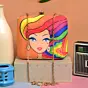 Woman Rainbow Printed Clutch