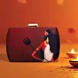 Women Maroon Durga Printed Clutch