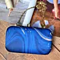 Woman Blue-Golden Resin Print Clutch