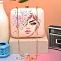 Half Women Portrait Printed Clutch