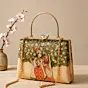 Woman Printed Radha Krishna Divine Art Clutch with Hand Embroidery