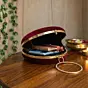 Woman Elegant Floral Pearl Handcrafted Embroidered Round Clutch