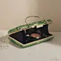Woman Classic Green Ethnic Embroidered Clutch