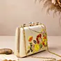 Woman Floral Symphony Pearl Embroidered Clutch