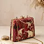 Women Crimson Elephant Garden Embroidered Clutch