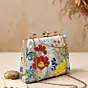 Women Blue Floral Artistic Embroidered Clutch