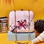 Women Pink Based Red Birds Printed Clutch