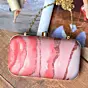 Women Glitter Coral Resin Print Clutch