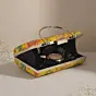 Women Mustard Yellow Floral Embroidered Clutch