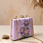 Women Lavender Floral Embroidered Clutch Bag