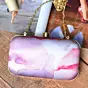 Woman Purple-White Resin Print Clutch