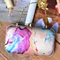 Woman Purple-Peach Resin Print Clutch