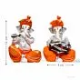 Musical Ganesha Pair for Home Decor | Brings Prosperity - (Orange and White, Pack of 2)(Resin)