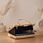 Women Printed Champagne Floral Beaded Clutch with Hand Embroidery