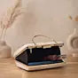 Women Printed Blush Pink Floral Beaded Clutch with Hand Embroidery