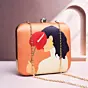 Women Orange Colour Shy Woman Portrait Clutch