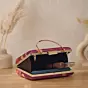 Women Printed Burgundy Floral Sequin Clutch with Hand Embroidery