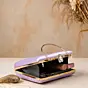 Women Lavender Floral Embroidered Clutch Bag
