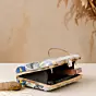 Women Blue Floral Artistic Embroidered Clutch