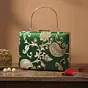 Woman Emerald Green Gold Embroidered Clutch
