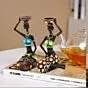 Hand Crafted Home Decor Sitting African Tribal Women with Candle Holder Art Piece