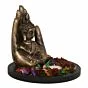 Copper Finish Handcrafted Palm Buddha Decorative Showpiece with Wooden Base