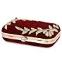 Women Hand Embroidered Maroon Box Clutch Bag Purse 