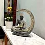 Antique Big Meditating Moon Buddha Statue Showpiece for Home Decor - Living Room - Office - Gifting - Lord Buddha Idol Polyresin Decorative Figurine