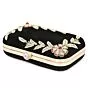Fabdia Wedding  Hand Embroidered Black Box Clutch Bag Purse for Bridal 