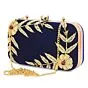 Bridal Navy Blue Box Clutch Bag Purse 