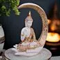 Antique Big Meditating Moon Buddha Statue Showpiece for Home Decor - Office Decor - Gifting - Lord Buddha Idol Polyresin Decorative