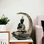 Antique Big Meditating Moon Buddha Statue Showpiece for Home Decor - Living Room - Office - Gifting - Lord Buddha Idol Polyresin Decorative Figurine