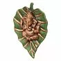 Metal Golden Lord Ganesha on Green Leaf Wall Hanging Sculpture