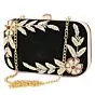 Fabdia Wedding  Hand Embroidered Black Box Clutch Bag Purse for Bridal 