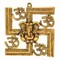 Om Swastik Metal Golden Wall Hanging with Lord Ganesha