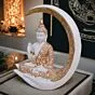Antique Big Meditating Moon Buddha Statue Showpiece for Home Decor - Office Decor - Gifting - Lord Buddha Idol Polyresin Decorative