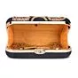 Women Embroidered Navy Blue Ring Clutch