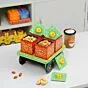 Wooden Hand Painted Rectangular Dry Fruit Storage Trolley Box Showpiece