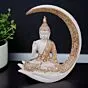 Antique Big Meditating Moon Buddha Statue Showpiece for Home Decor - Office Decor - Gifting - Lord Buddha Idol Polyresin Decorative