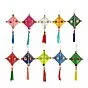 Woolen Handmade Colorful Kite Hanging Decoration for Wall/Door Hanging Home Decor (Pack of 10), Multicolour