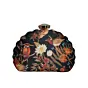 Women Black Bird Island Printed D-shape Clutch