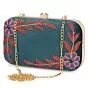 Handicraft Embroidered Box blue Clutch Bag Purse for Bridal